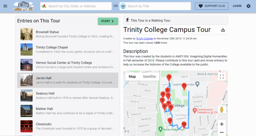 Screenshot of Clio mapping platform