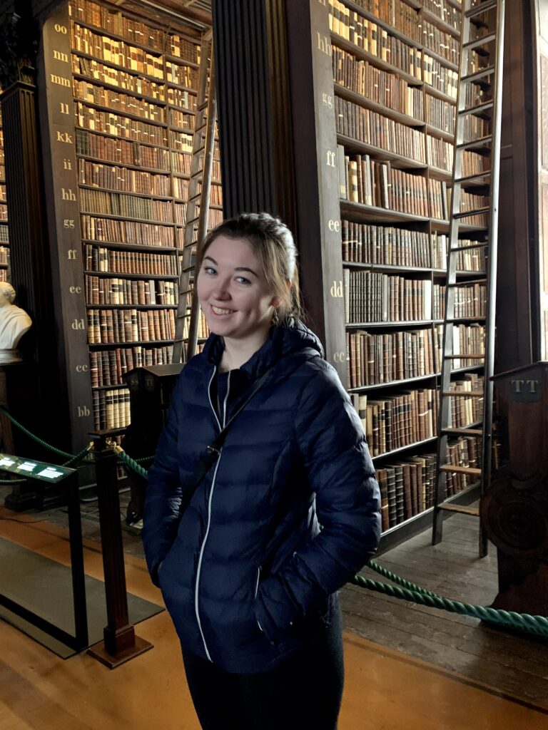 a student in a library