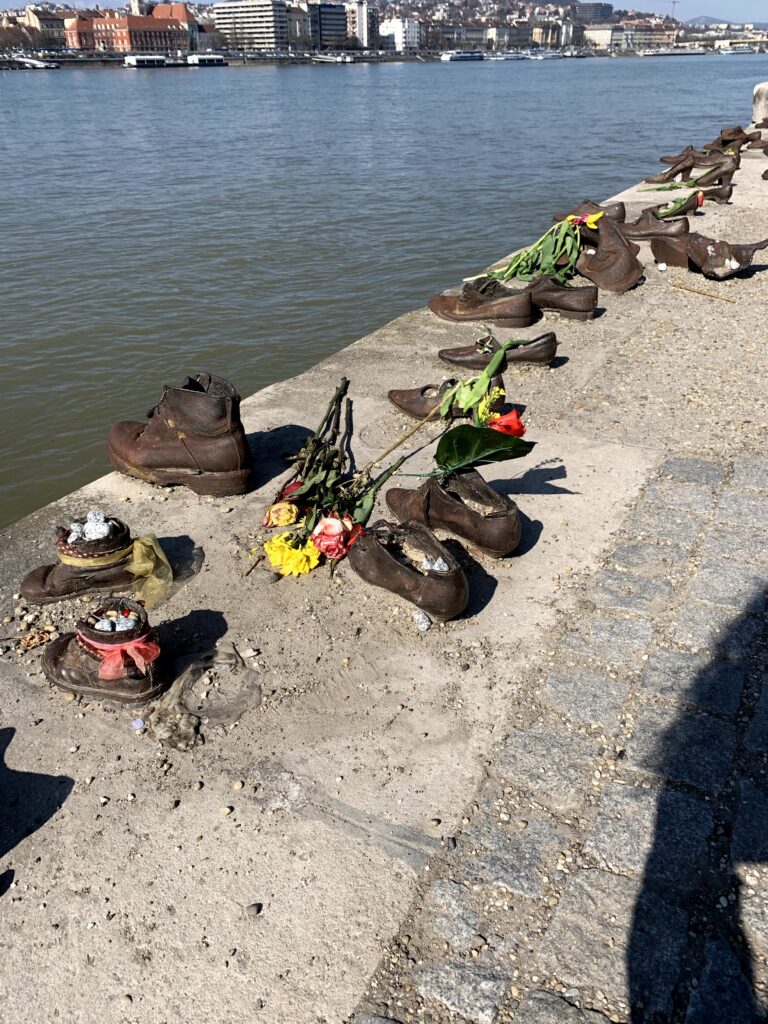 a memorial of shoes